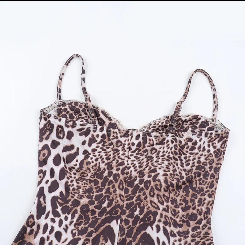 Leopard Lace Cut-Out Dress