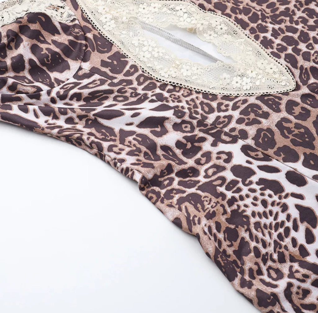Leopard Lace Cut-Out Dress