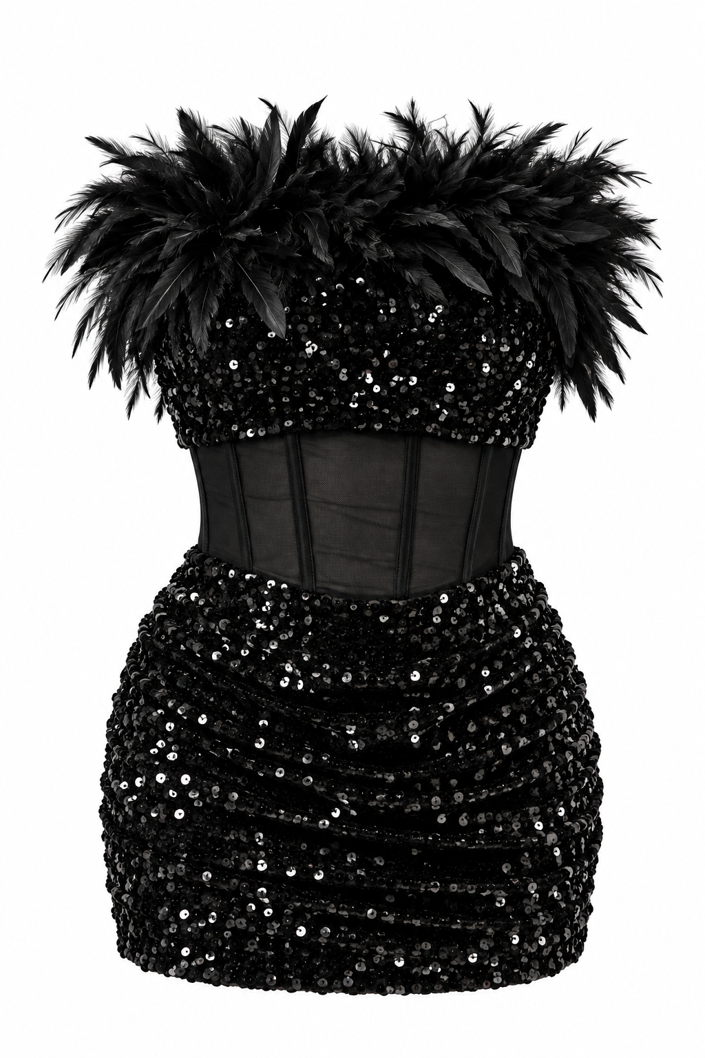 Vestido strapless lentejuelas