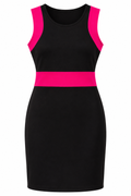 vestido negro con detalles fucsia estilo moderno y deportivo