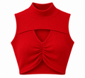 crop top rojo tejido acanalado