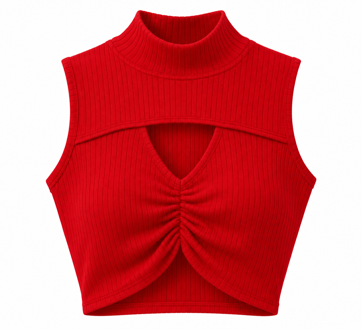 crop top rojo tejido acanalado